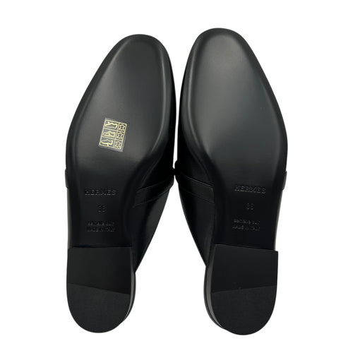 Hermès Oz Mule 36 Black Shoes in, Palladium hardware_4