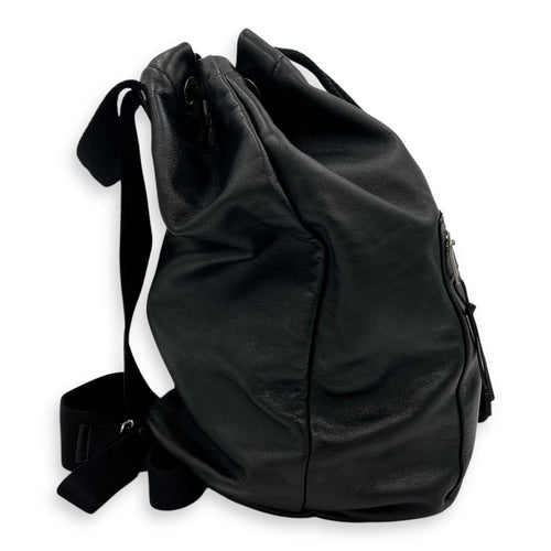 Saint Laurent Logo Backpack Black in Calfskin, Silver hardware_4