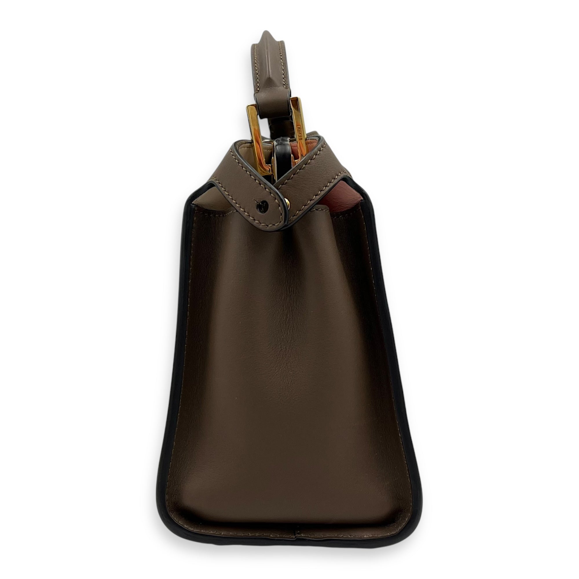 Fendi Peekaboo Top Handle Bag Essentially Beige in Calfskin, Gold hardware_4