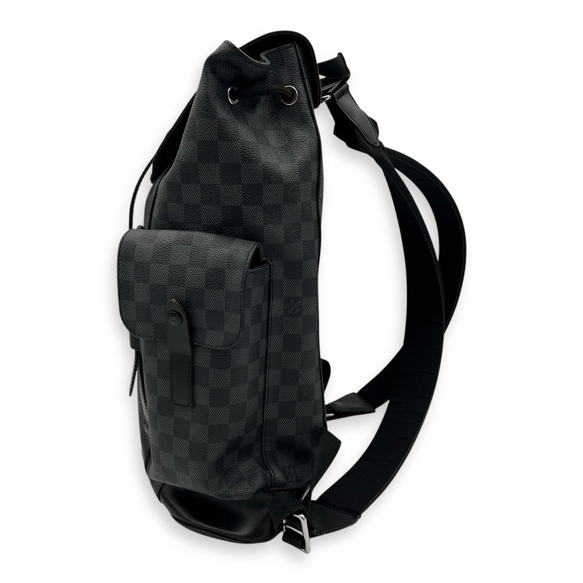 Louis Vuitton Christopher Backpack Graphite in Coated Canvas, Silver hardware_4