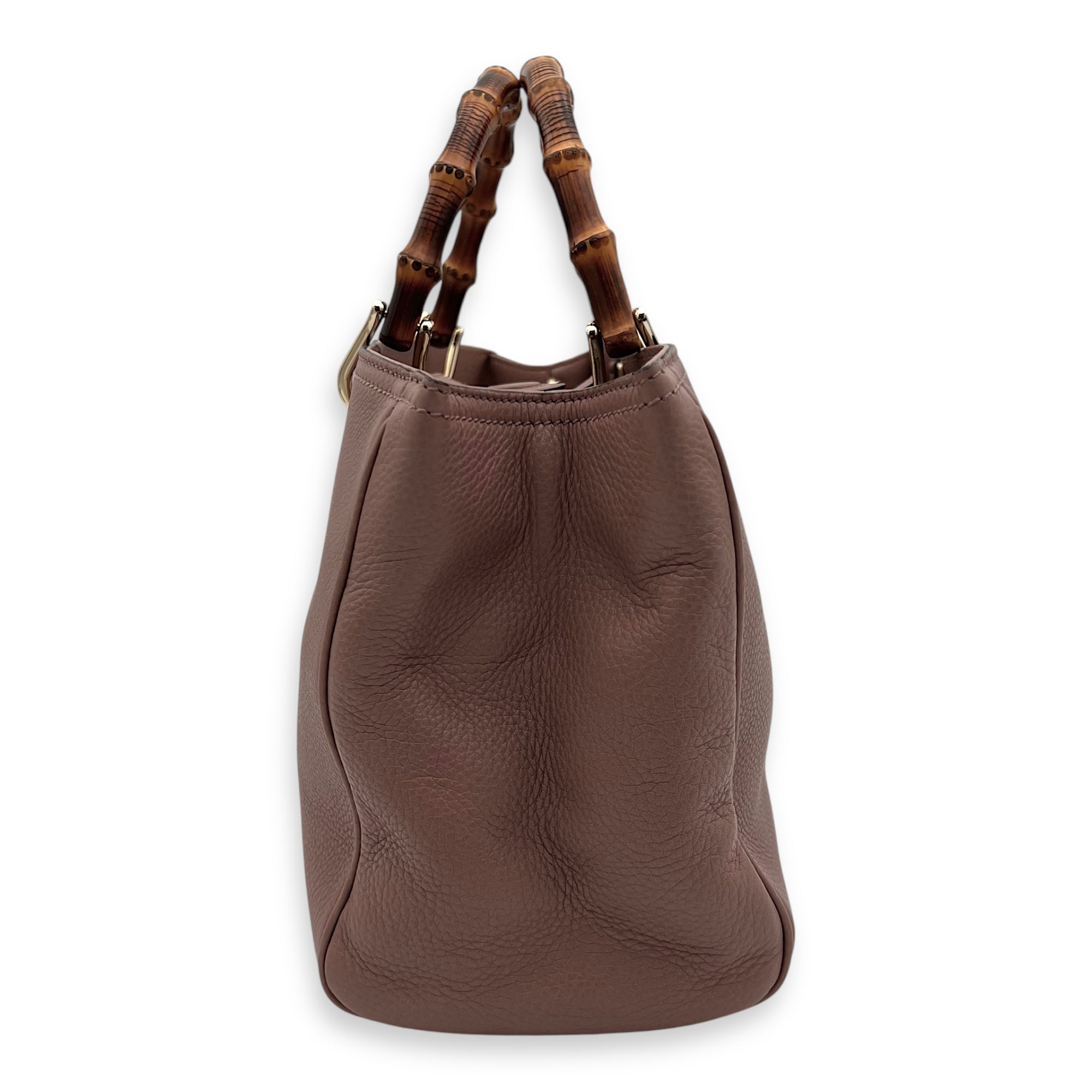 Gucci Bamboo Top Handle Bag Beige in Calfskin, Light Gold hardware_8
