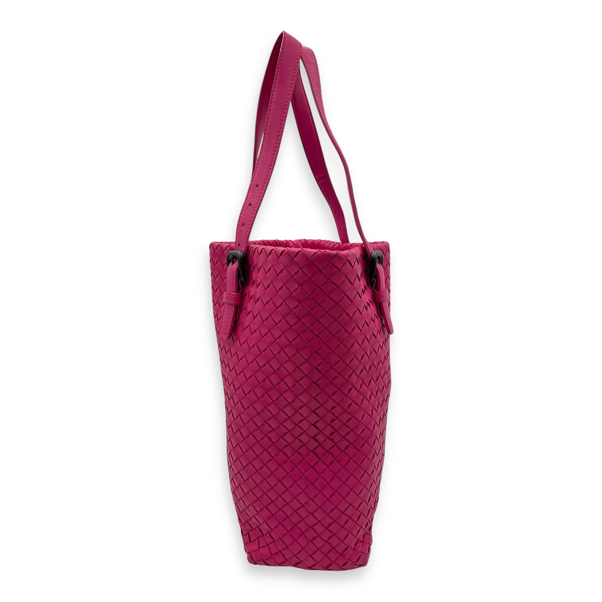 Bottega Veneta Intrecciato Shoulder Bag Pink in Lambskin, Gunmetal hardware_8