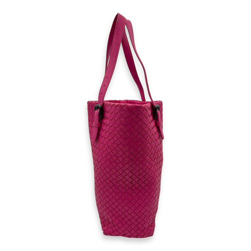 Bottega Veneta Intrecciato Shoulder Bag Pink in Lambskin, Gunmetal hardware_8