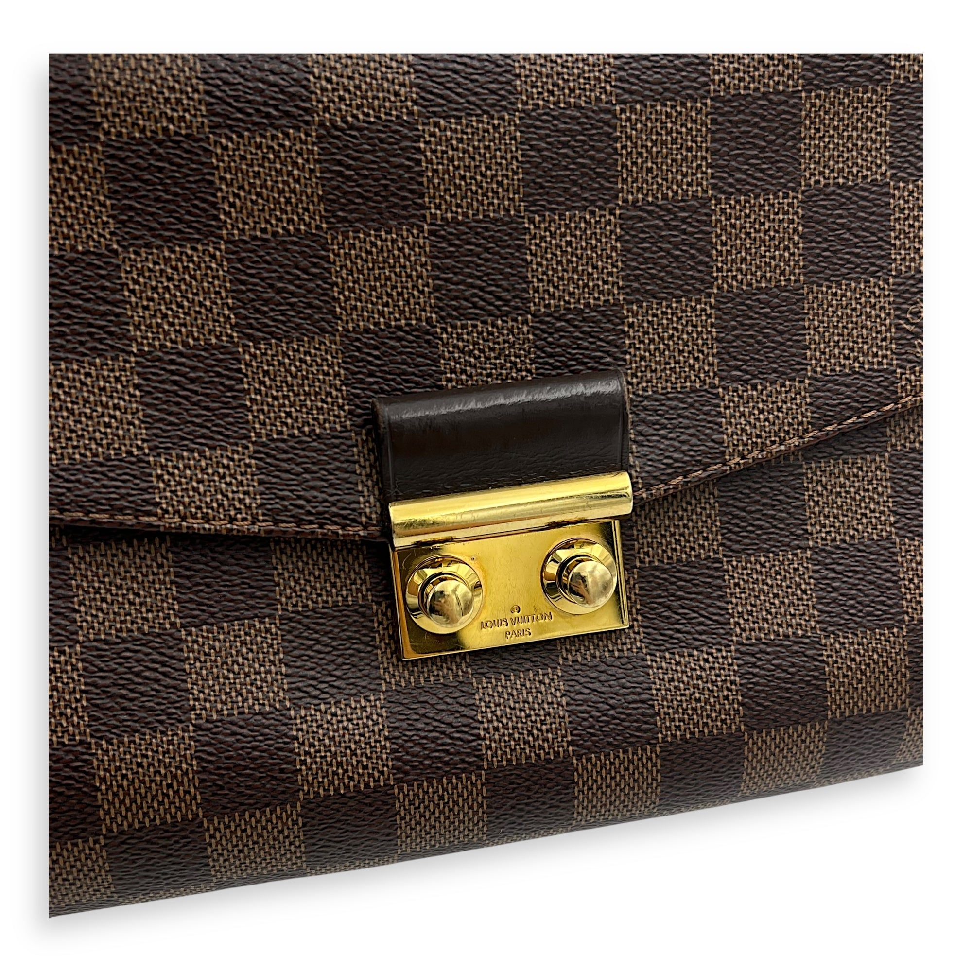 Louis Vuitton Croisette Top Handle Bag Brown in Coated Canvas, Gold hardware_7