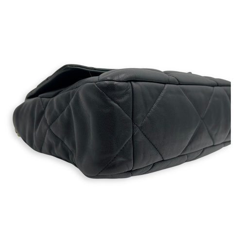 Chanel C19 Large Black Shoulder Bag in Goat Leather, Mixed hardware_10
