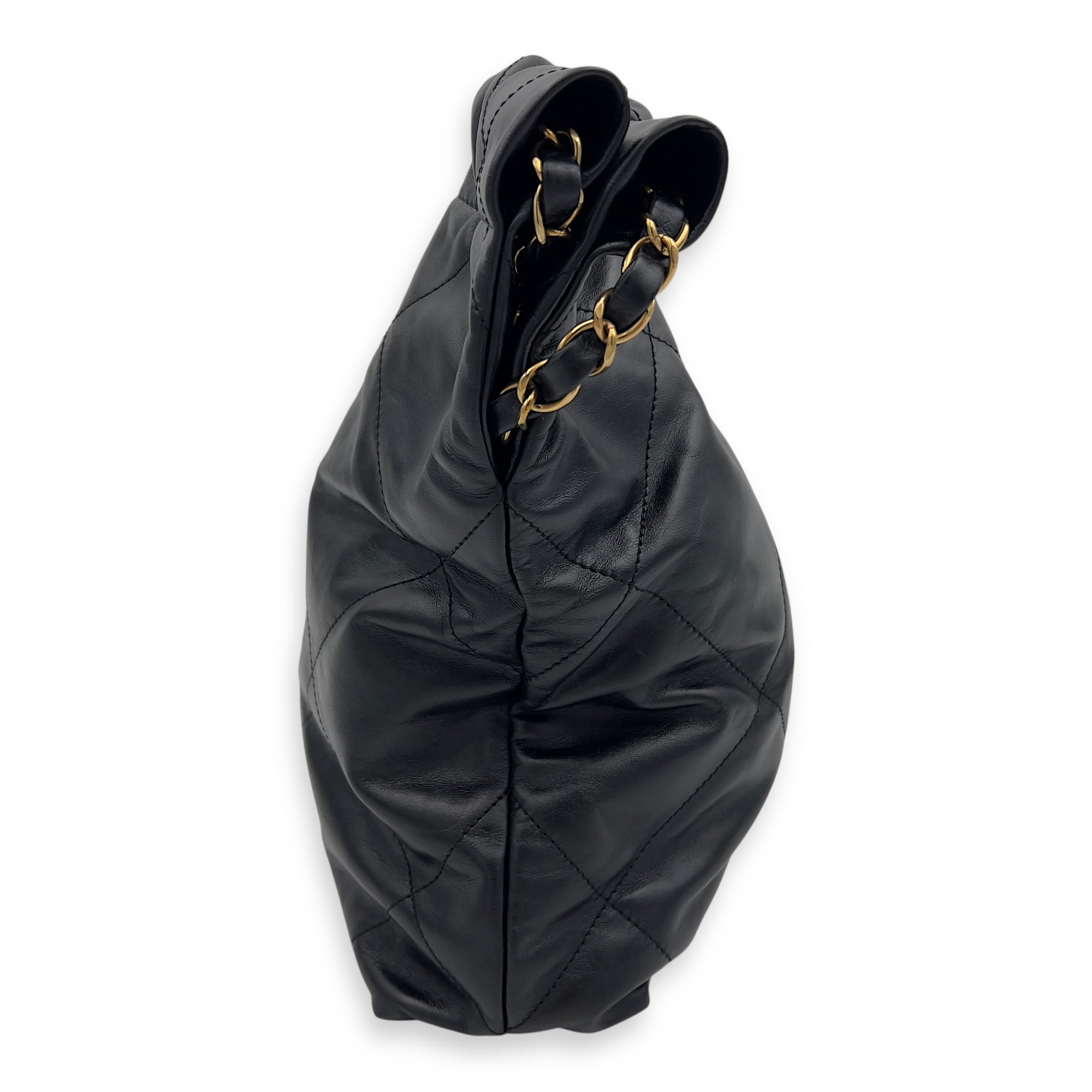 Chanel 22 Tote Shoulder Bag Small Black in Calfskin, Gold hardware_4