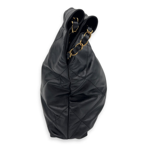 Chanel 22 Tote Shoulder Bag Small Black in Calfskin, Gold hardware_4