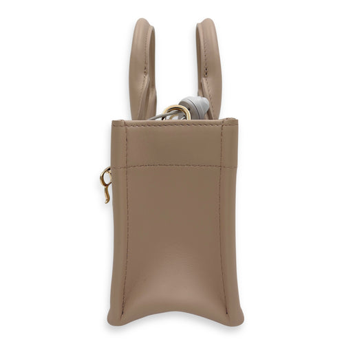 Dior Book Tote Top Handle Bag Mini Beige in Lambskin, Gold hardware_4