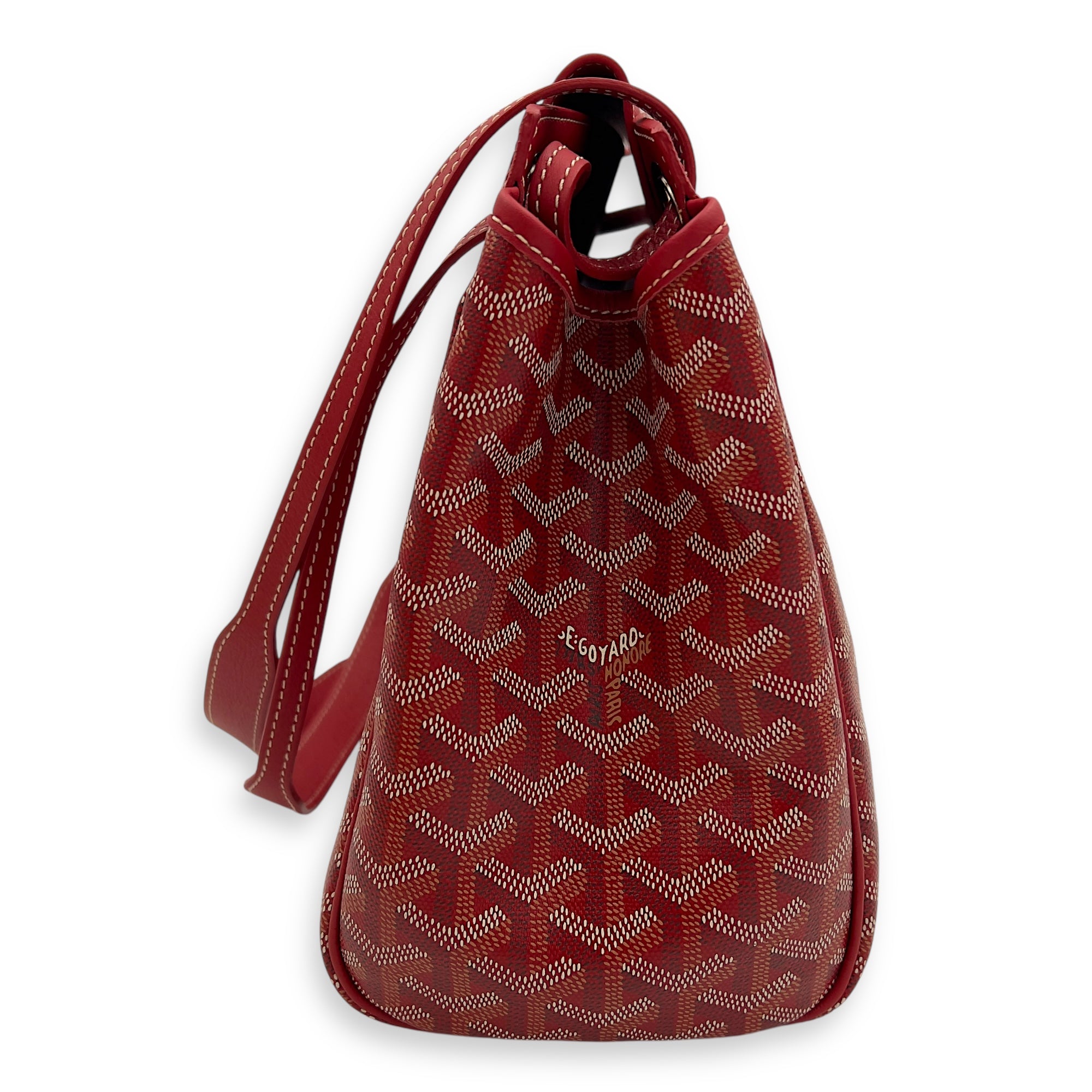 Goyard Rouette Red Shoulder Bag in Coated Canvas, Silver hardware_6