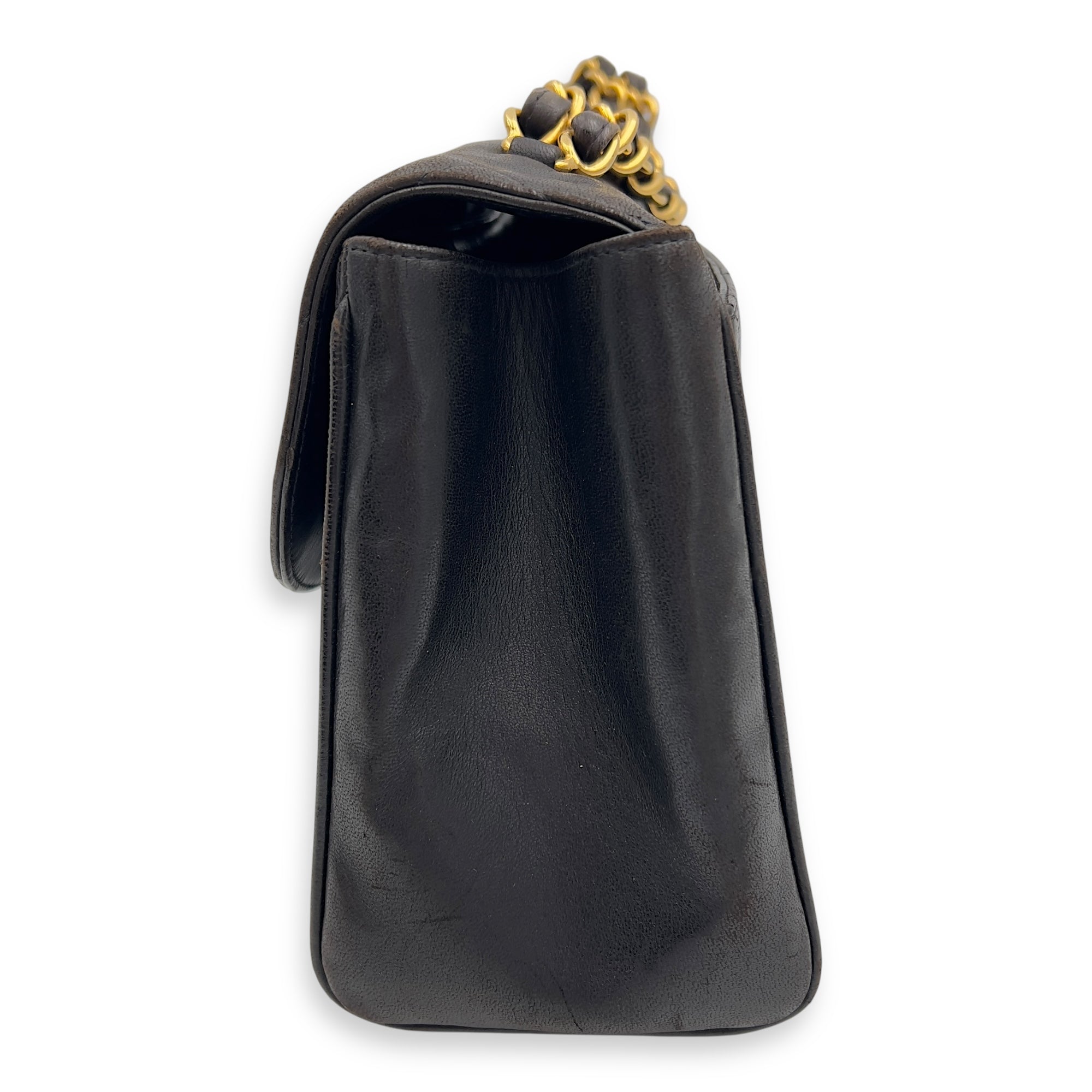 Chanel Vintage Quilted CC Top Handle Bag Brown in Lambskin, Gold hardware_6