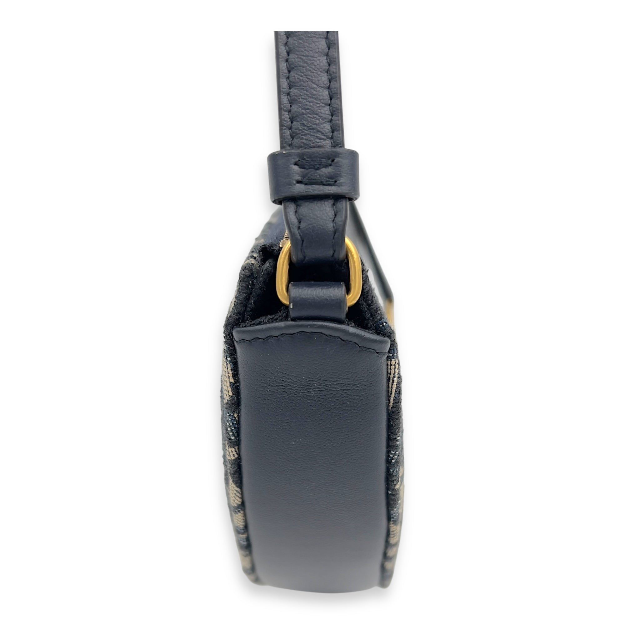 Dior Saddle Rodeo Blue Shoulder Bag in Jacquard, Gold hardware_4