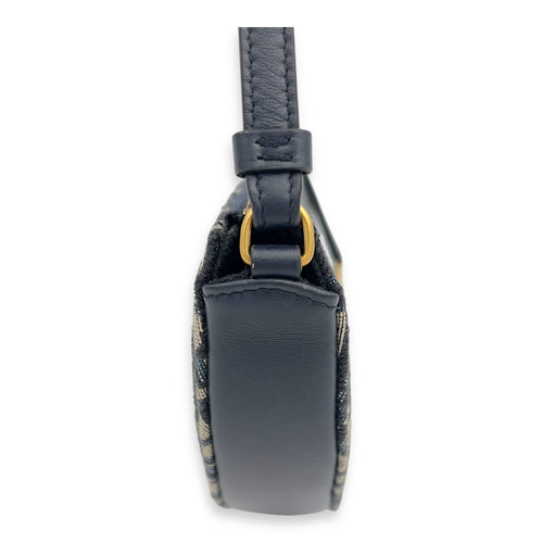 Dior Saddle Rodeo Blue Shoulder Bag in Jacquard, Gold hardware_4