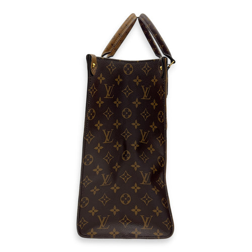 Louis Vuitton OnTheGo GM Brown Top Handle Bag in Coated Canvas, Gold hardware_5