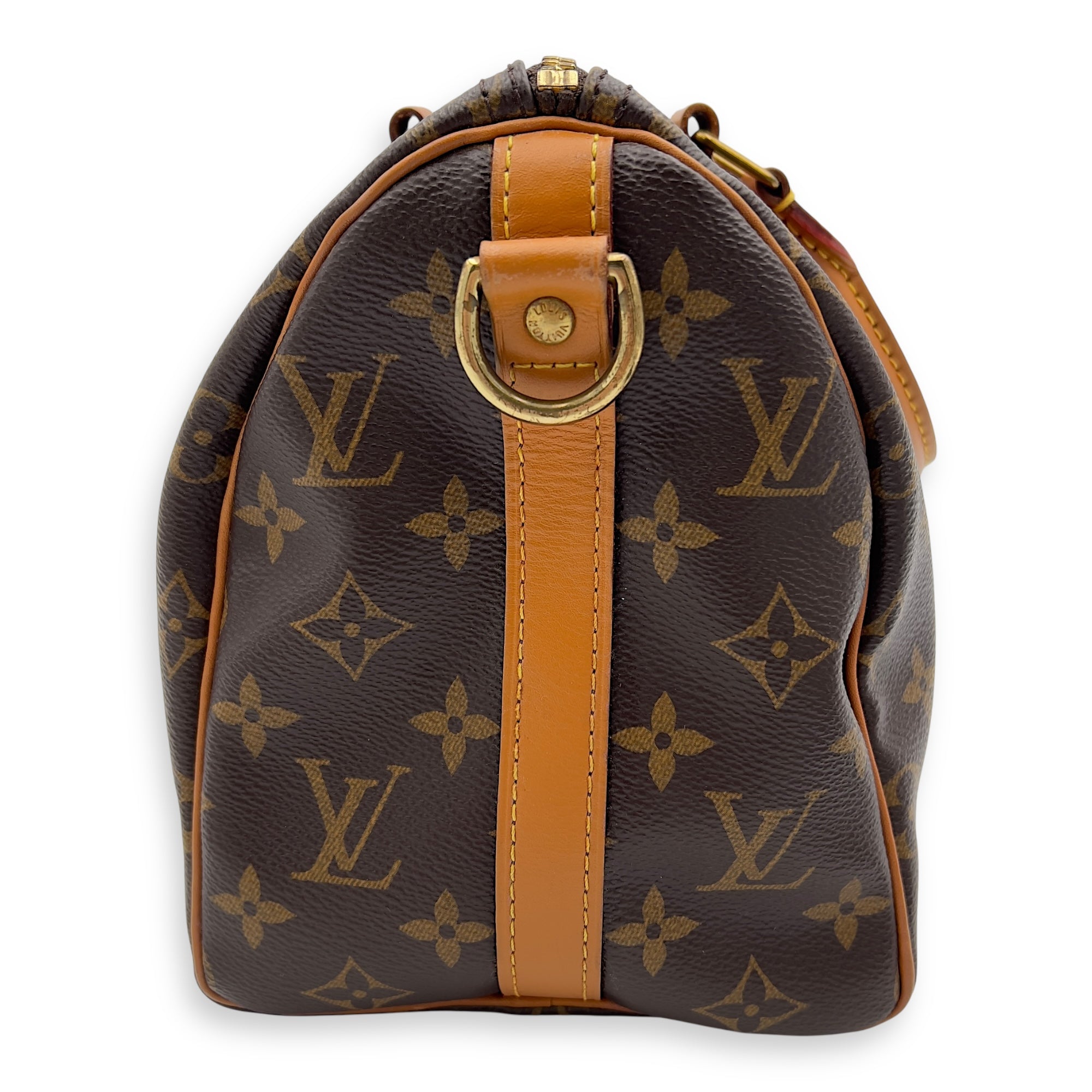 Louis Vuitton Speedy Bandouliere Top Handle Bag 25 Brown in Monogram Coated Canvas, Gold hardware_3