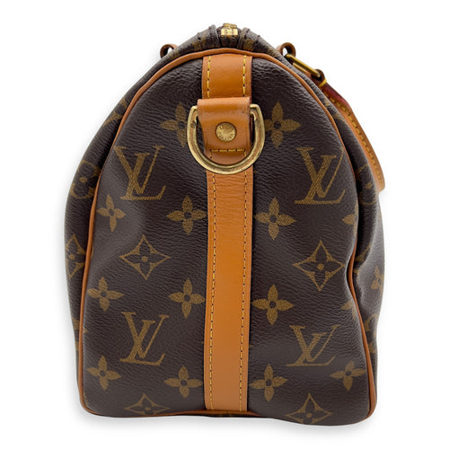 Louis Vuitton Speedy Bandouliere Top Handle Bag 25 Brown in Monogram Coated Canvas, Gold hardware_3