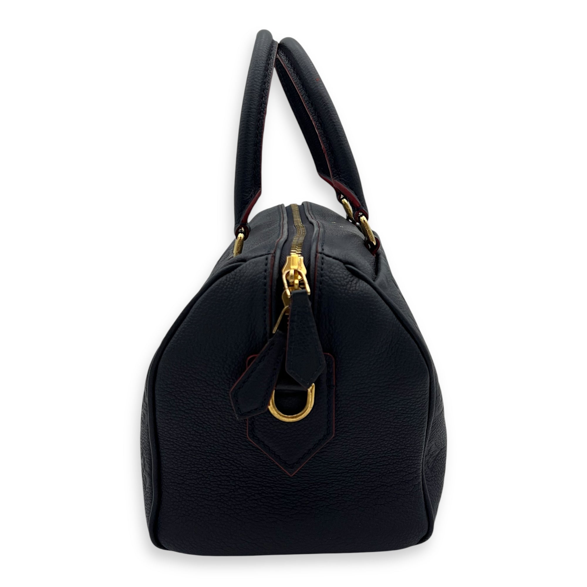 Louis Vuitton Speedy Bandouliere Top Handle Bag 25 Blue in Empreinte Leather, Gold hardware_12