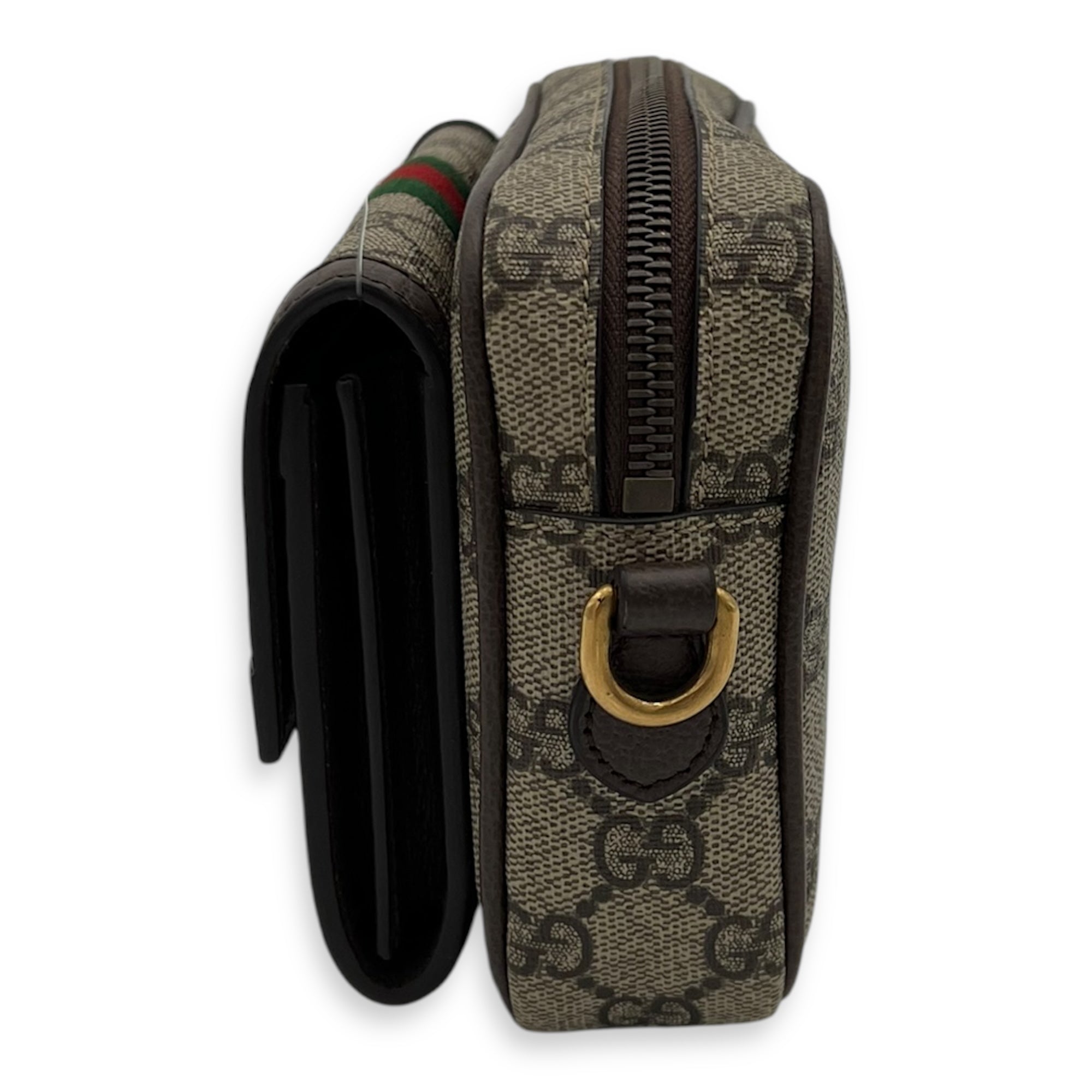 Gucci Ophidia Crossbody Bag Mini Brown in Coated Canvas, Gold hardware_5