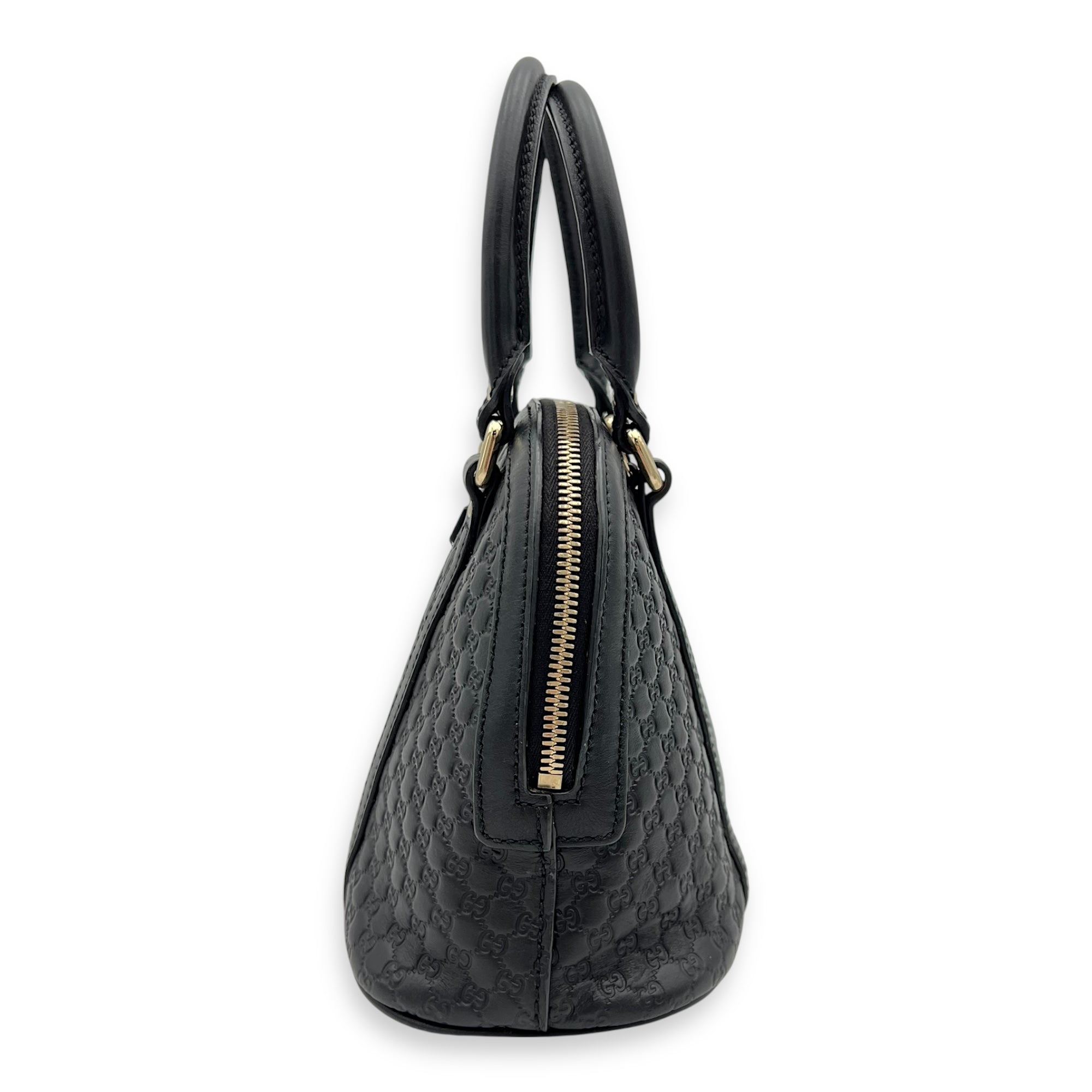 Gucci Micro gg Top Handle Bag Small Black in Calfskin, Gold hardware_8