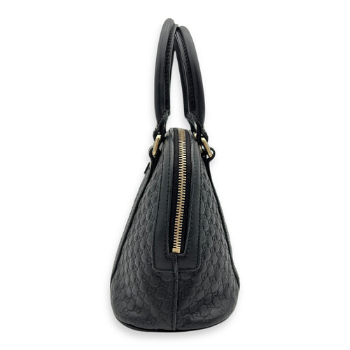 Gucci Micro gg Top Handle Bag Small Black in Calfskin, Gold hardware_8