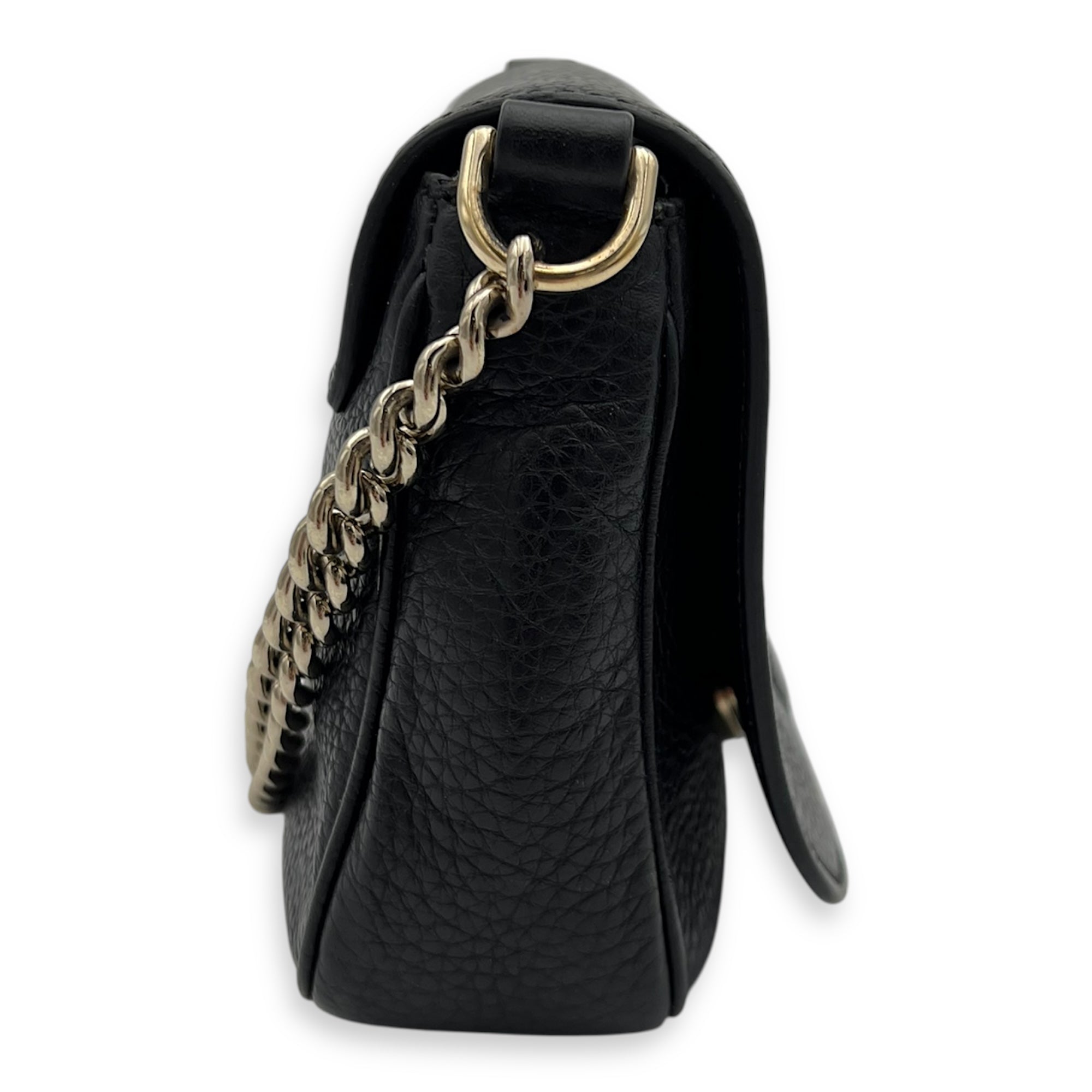 Gucci Soho Crossbody Bag Black in Calfskin, Gold hardware_8