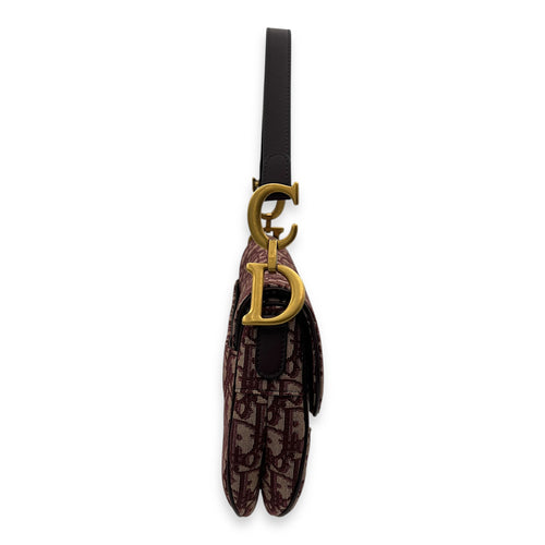 Dior Saddle Top Handle Bag Medium Gold in Canvas, Gold hardware_5