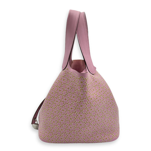 Hermès Lucky Daisy Picotin 18 Mauve Sylvestre Top Handle Bag in Swift, Palladium hardware_4