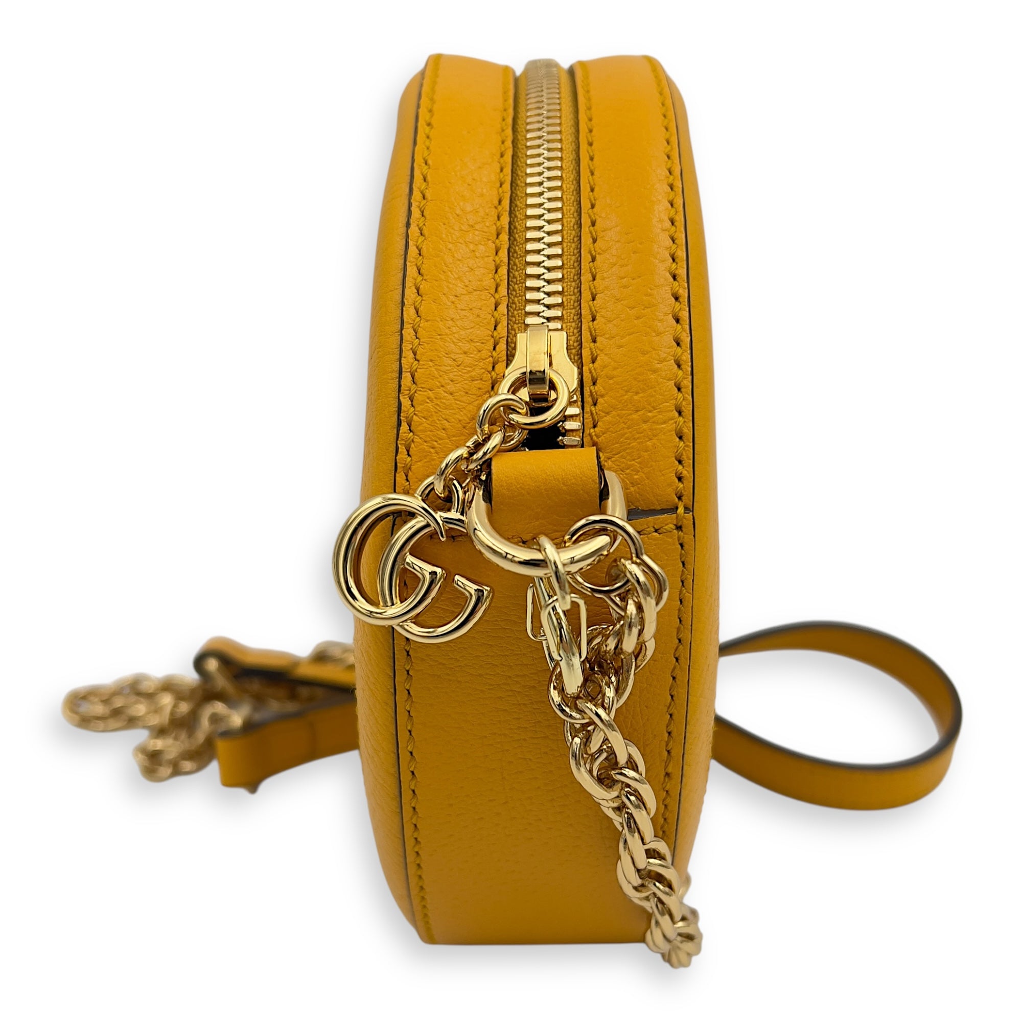 Gucci GG Shoulder Bag Yellow in Coated Canvas, Gold hardware_4