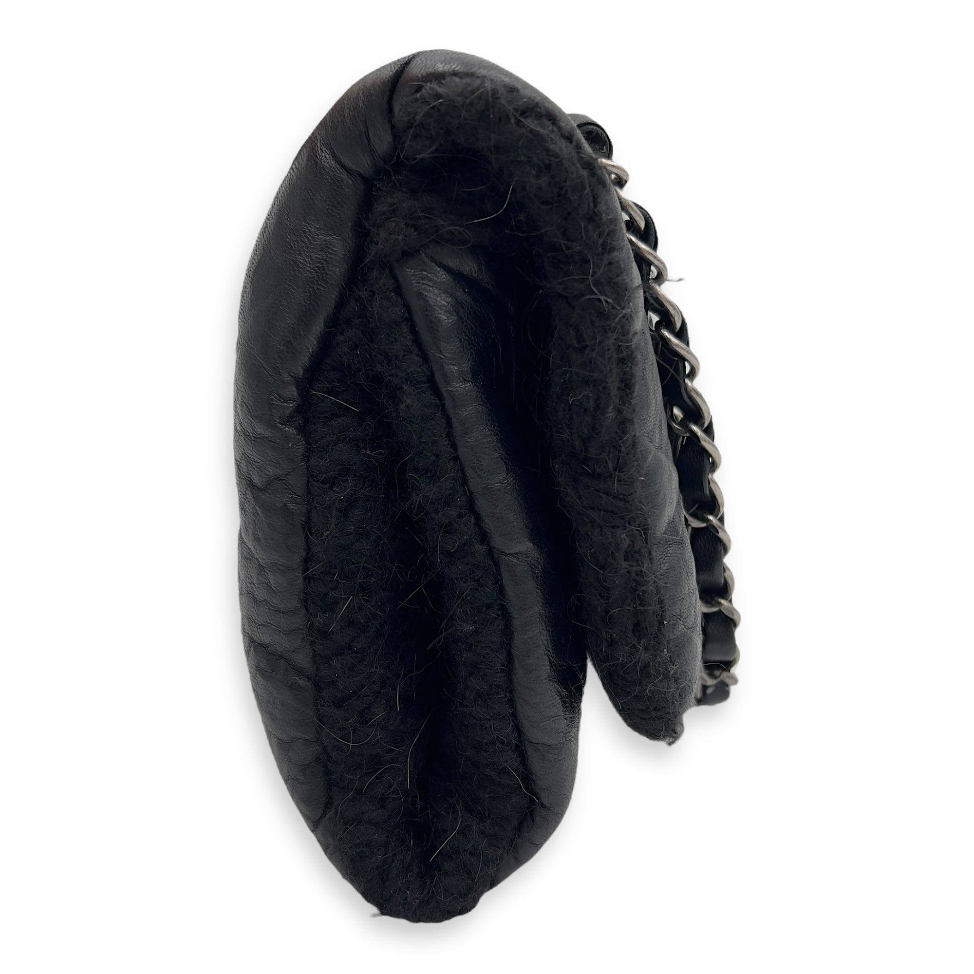 Chanel Paris Edinburgh Chic Knit Shoulder Bag Black in Calfskin, Silver hardware_6