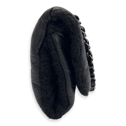 Chanel Paris Edinburgh Chic Knit Shoulder Bag Black in Calfskin, Silver hardware_6