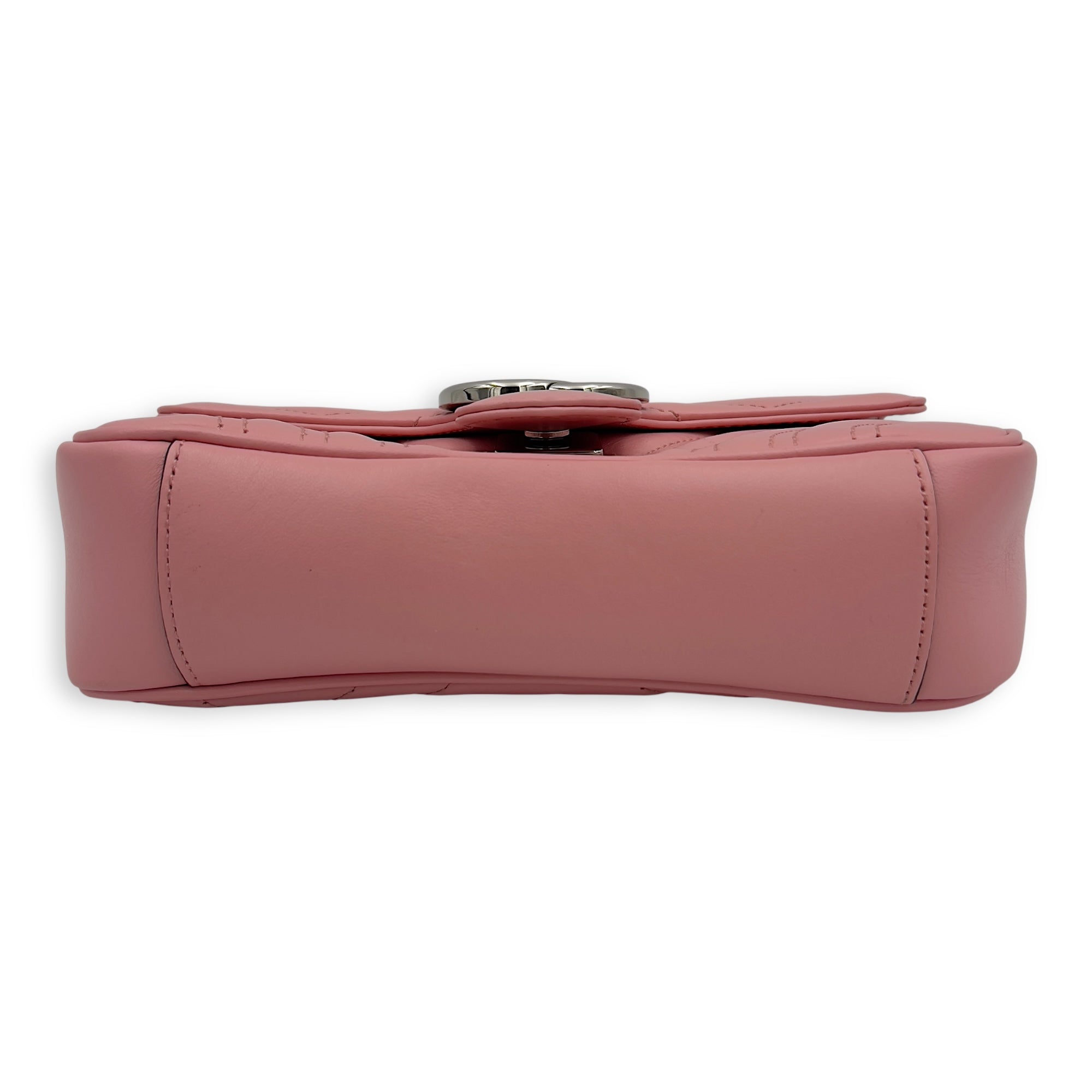 Gucci GG Marmont Shoulder Bag Mini Pink in Calfskin, Silver hardware_6