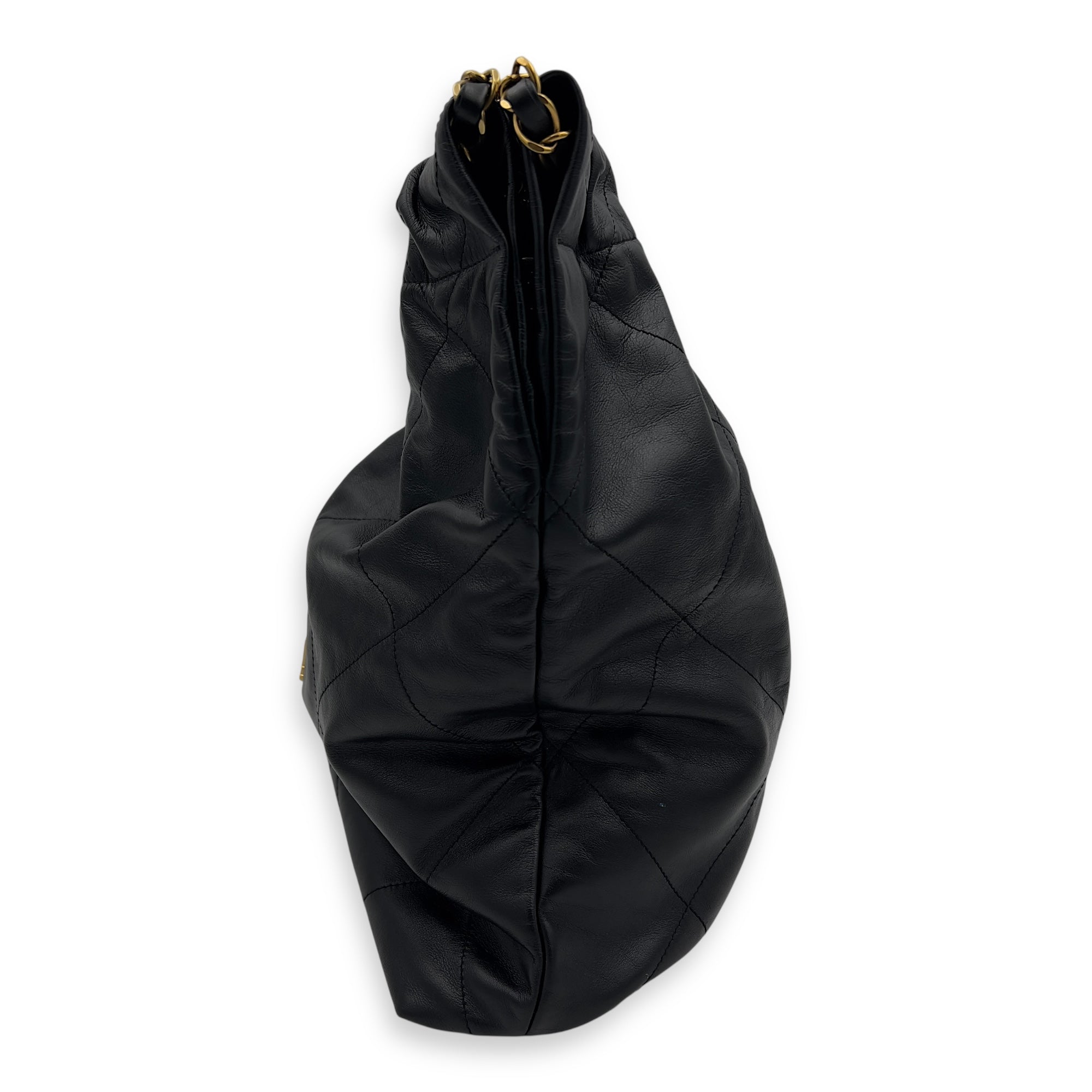 Chanel 22 Tote Shoulder Bag Medium Black in Calfskin, Gold hardware_6