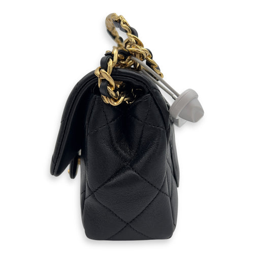 Chanel CC Flap  Top Handle Bag Black in Calfskin, Gold hardware_6