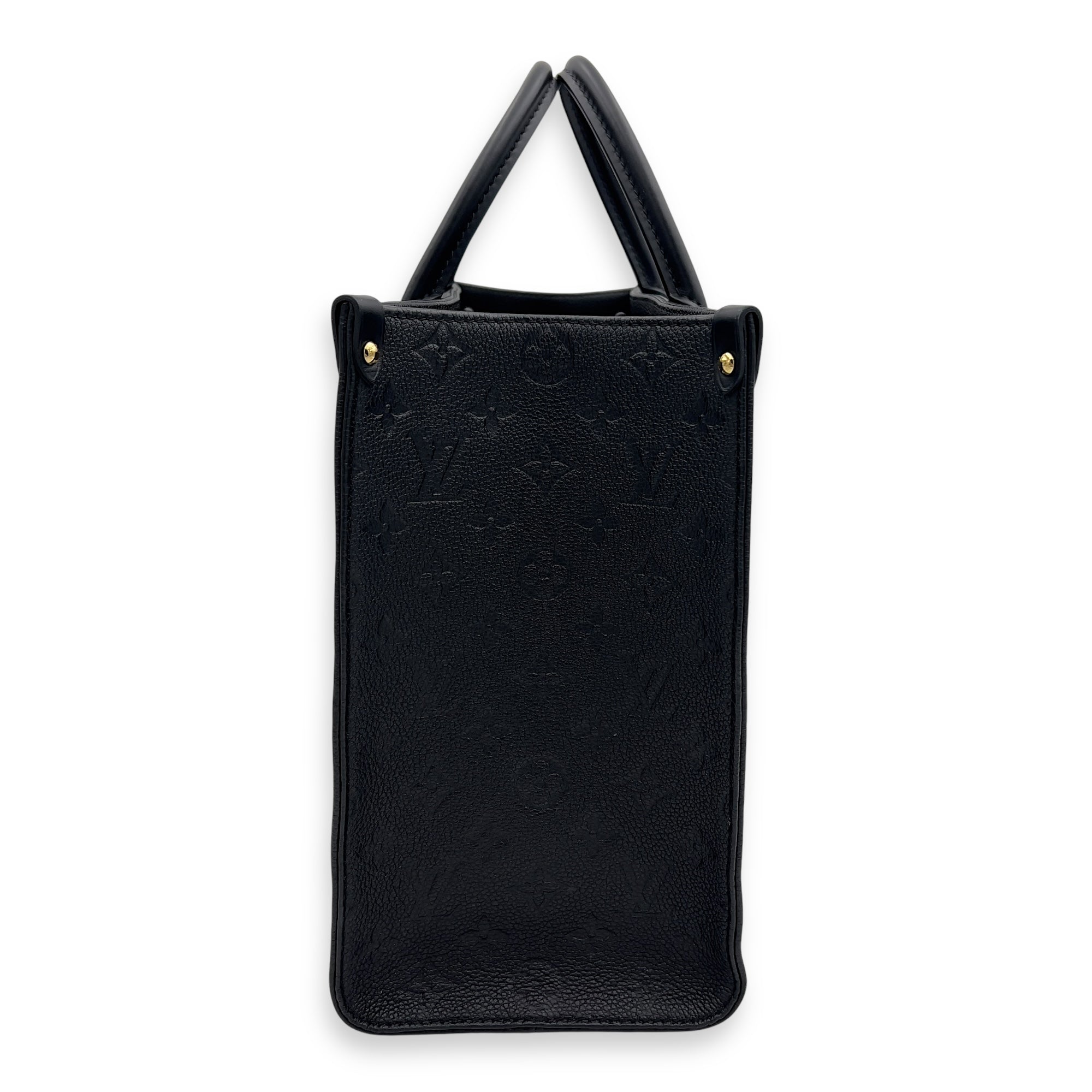 Louis Vuitton OnTheGo MM Black Top Handle Bag in Empreinte Leather, Gold hardware_5