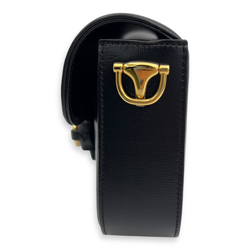Gucci Horsebit 1955 Mini Black Crossbody Bag in Calfskin, Gold hardware_4