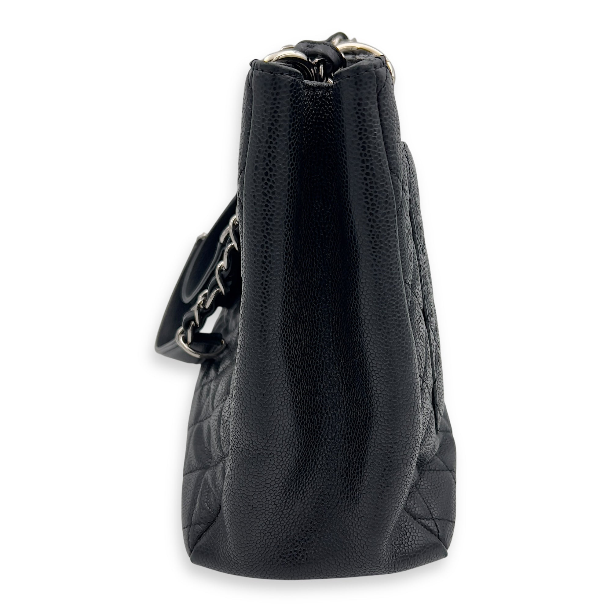 Chanel GST Tote Bag Black in Caviar Leather, Silver hardware_4