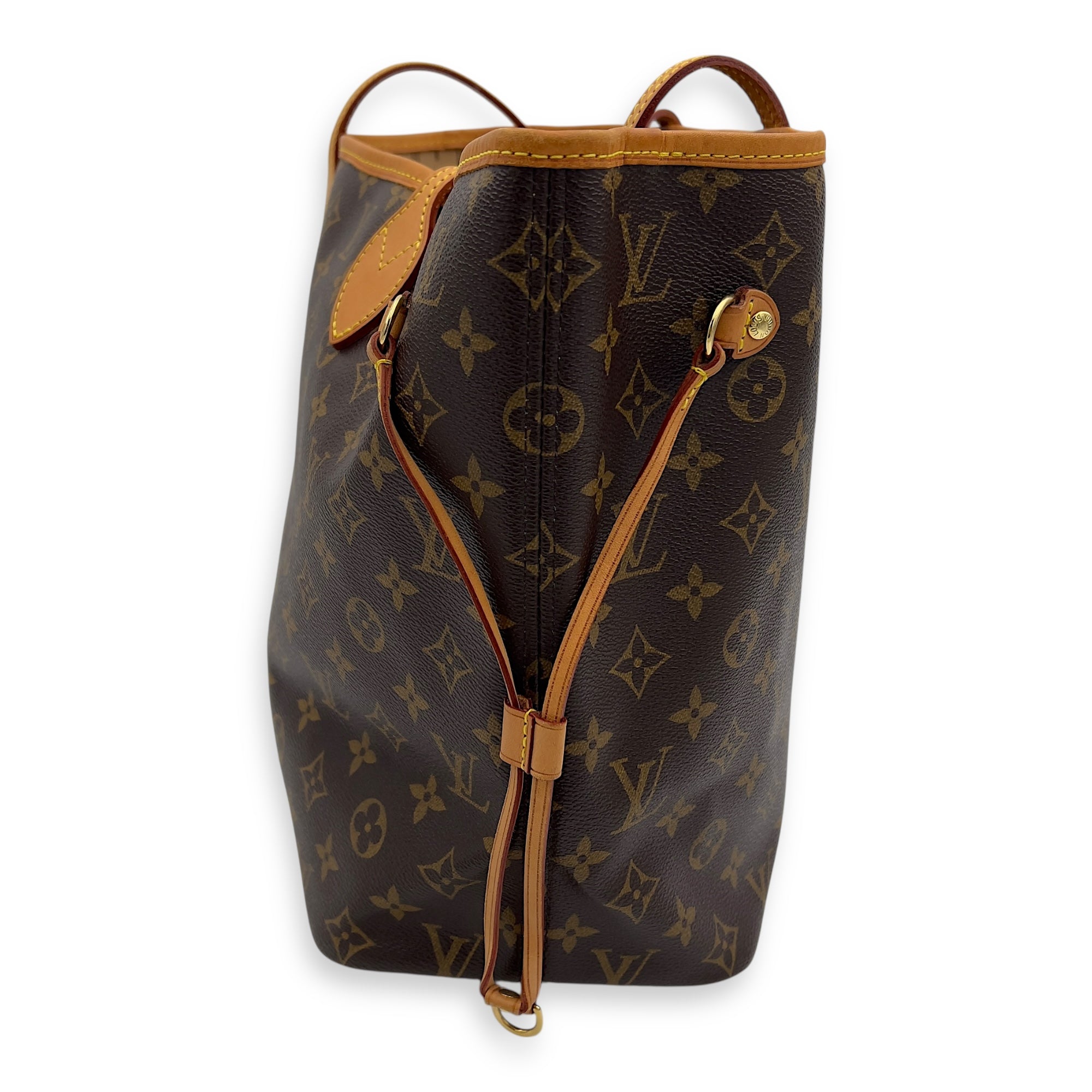 Louis Vuitton Neverfull Tote Bag MM Brown in Monogram Coated Canvas, Gold hardware_4