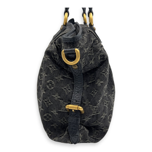 Louis Vuitton Neo Cabby Top Handle Bag MM Black in Denim, Gold hardware_4