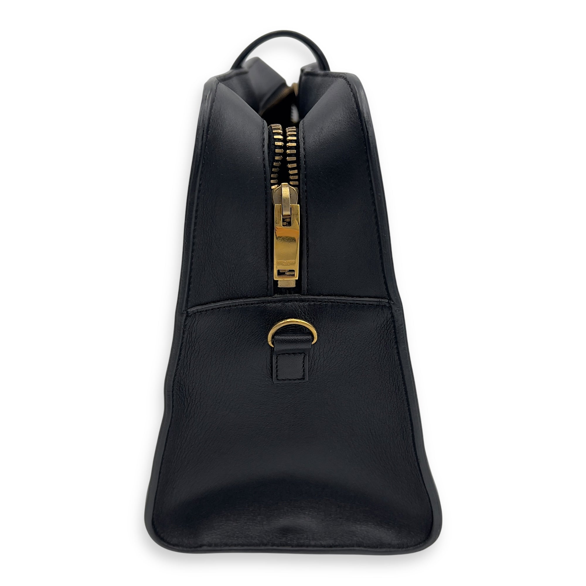 Saint Laurent Cabas Top Handle Bag Black in Calfskin, Gold hardware_4
