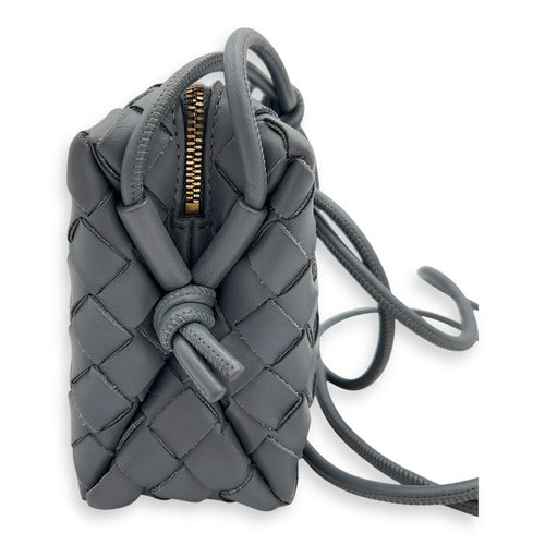 Bottega Veneta Loop Crossbody Bag Grey in Calfskin, Gold hardware_4