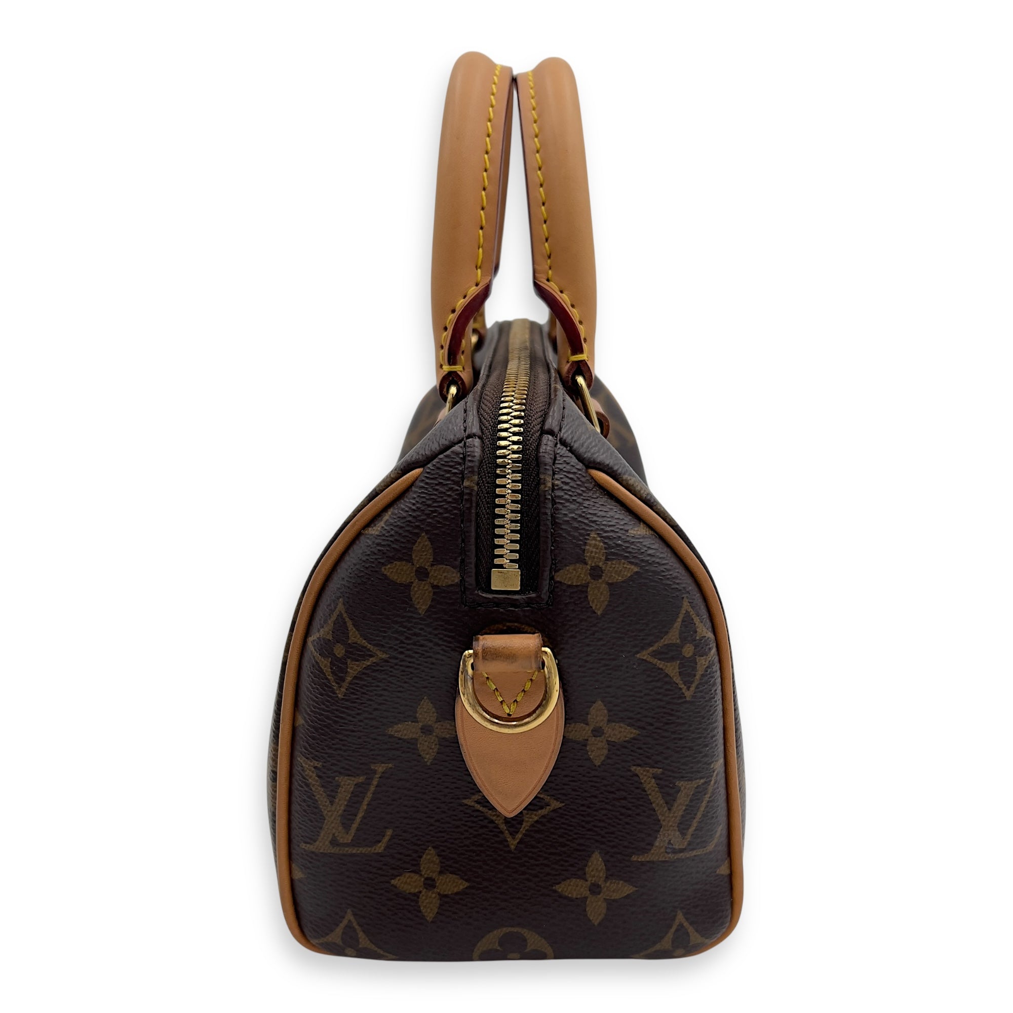 Louis Vuitton Speedy Bandouliere Top Handle Bag 20 Brown in Monogram Coated Canvas, Gold hardware_3