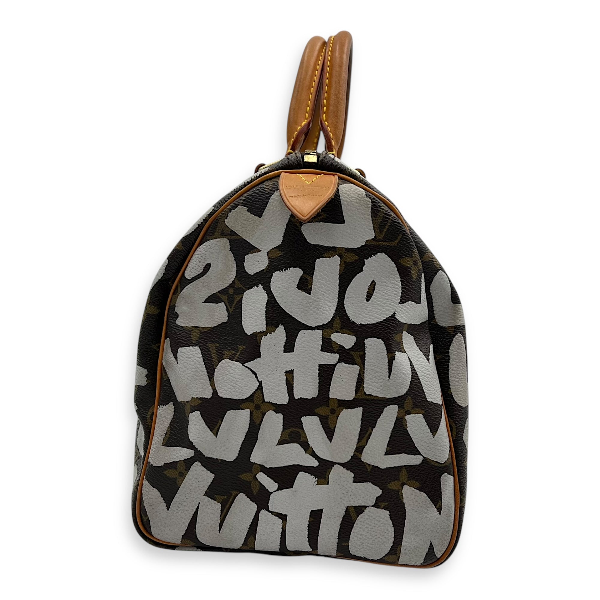 Louis Vuitton Speedy Sprouse Top Handle Bag 30 Brown in Monogram Coated Canvas, Gold hardware_4