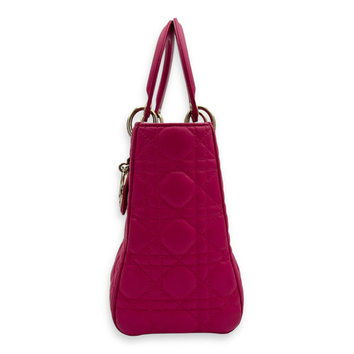 Dior Lady Dior Top Handle Bag Medium Pink in Calfskin, Gold hardware_4