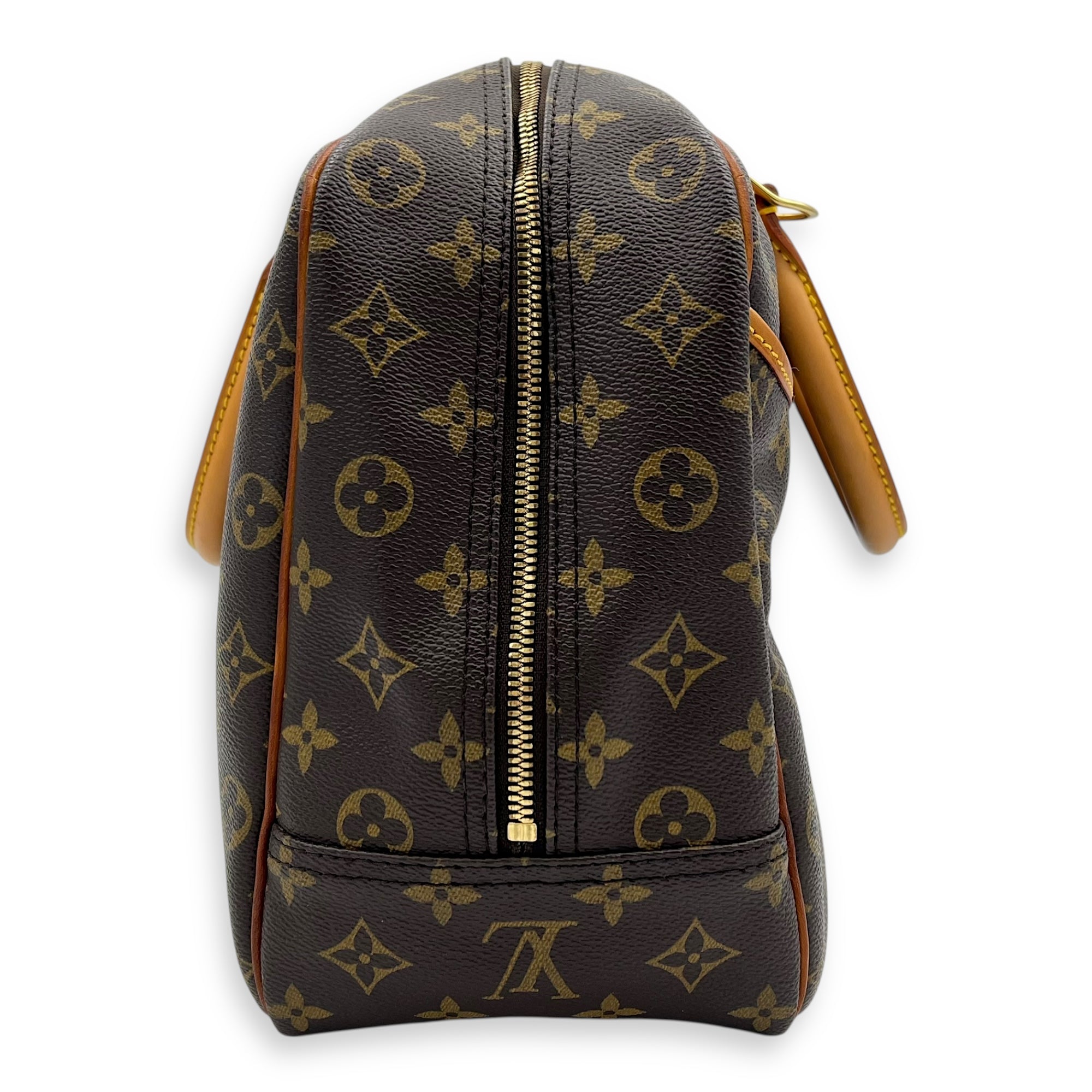 Louis Vuitton Trouville Top Handle Bag Brown in Monogram Coated Canvas, Gold hardware_4