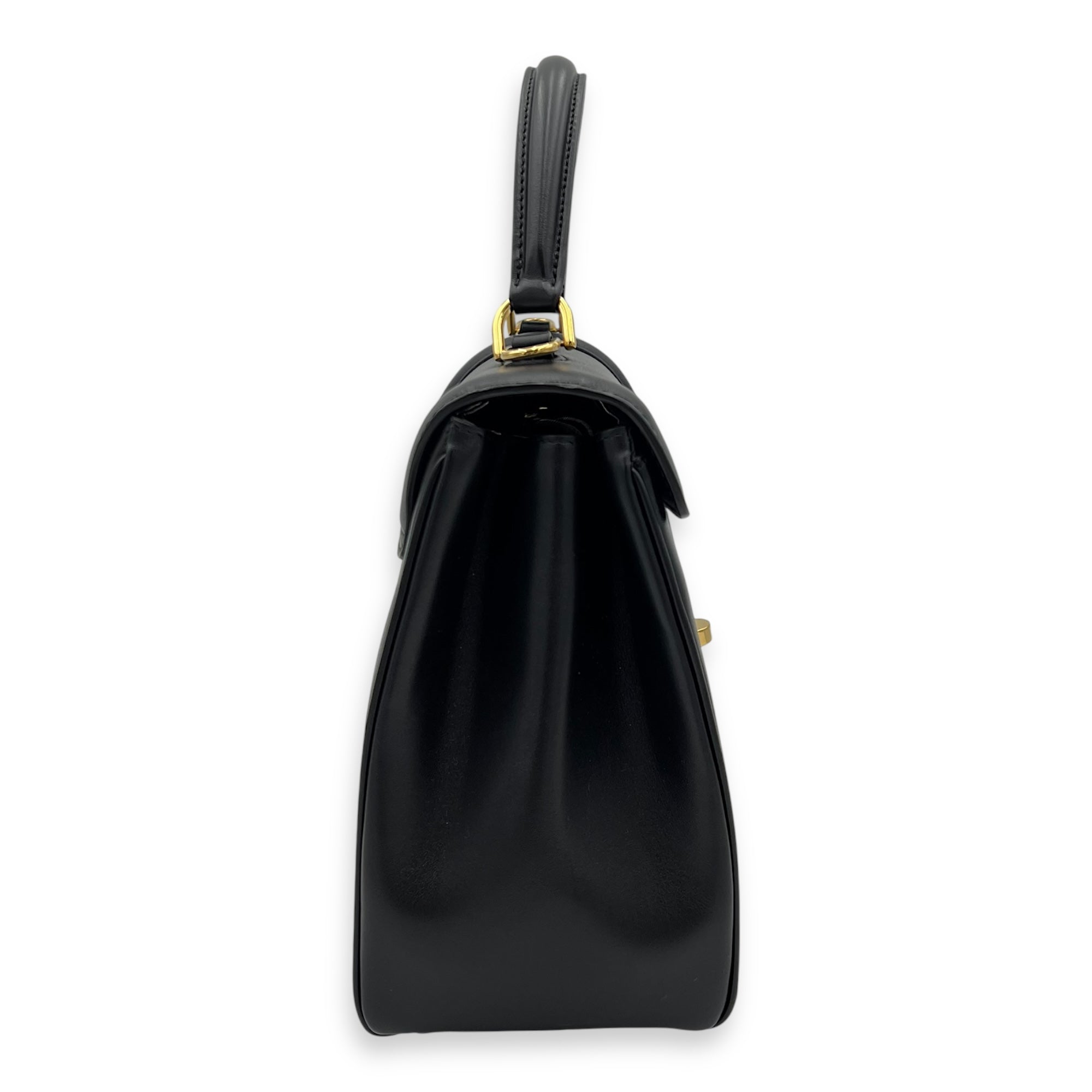 Celine 16 Top Handle Bag Black in Calfskin, Gold hardware_5