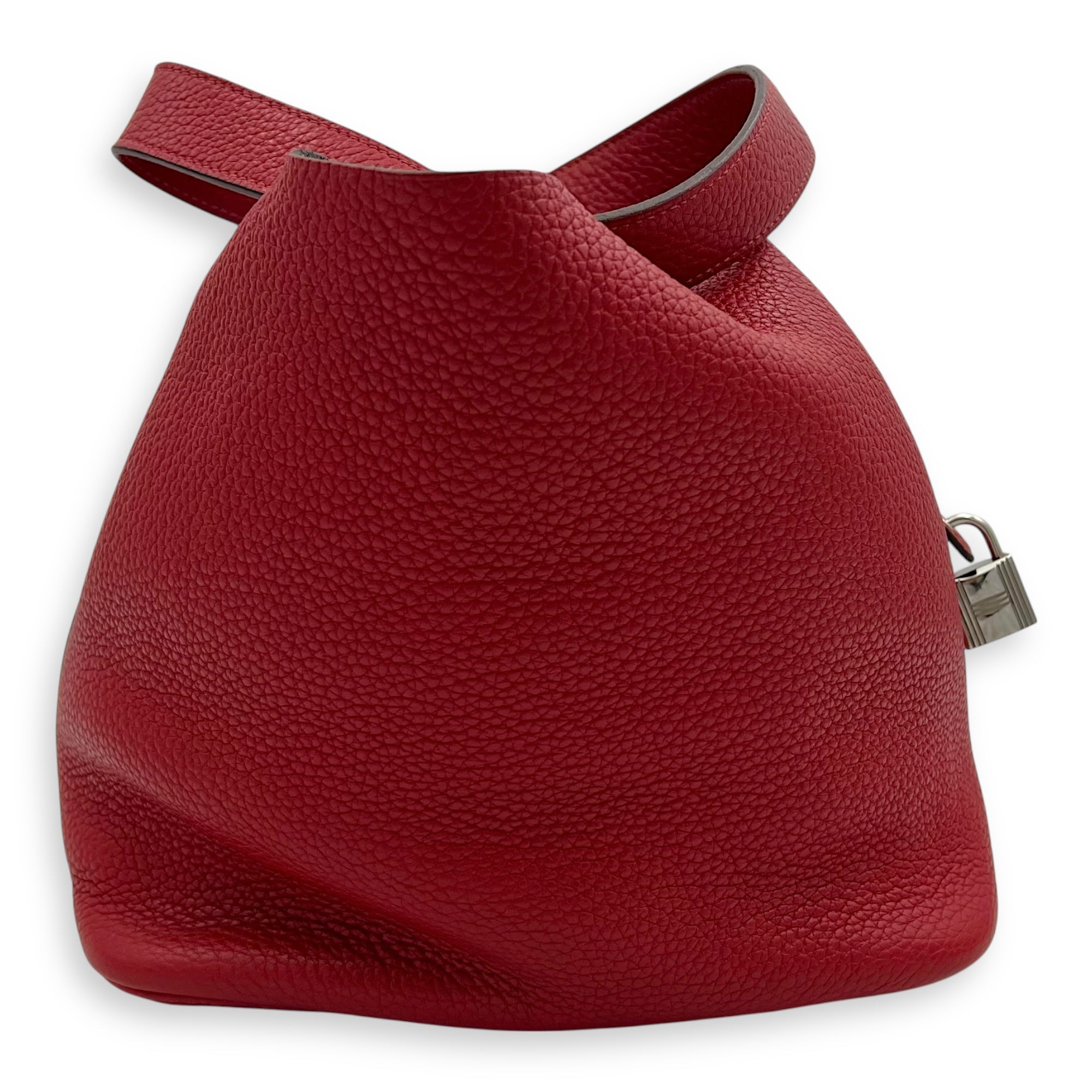 Hermès Picotin 22 Red Bucket Bag in Clemence, Palladium hardware_4