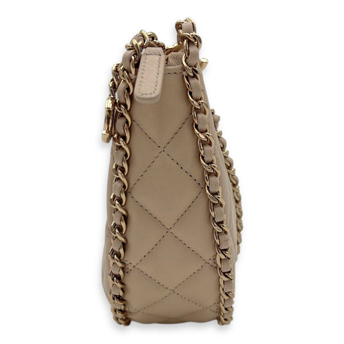 Chanel Loop Moon Shoulder Bag Beige in Lambskin, Gold hardware_5