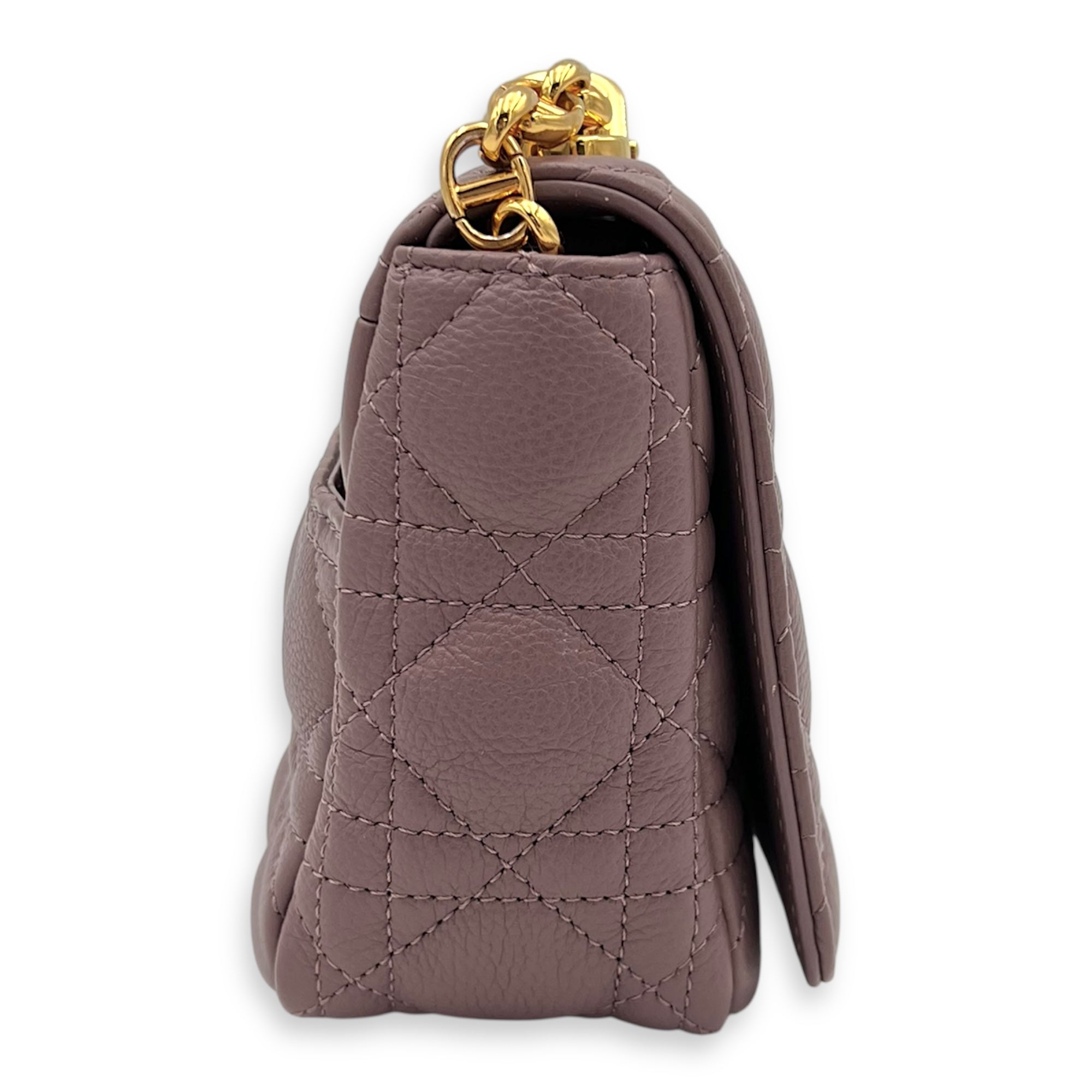 Dior Caro Shoulder Bag Purple in Calfskin, Gold hardware_10
