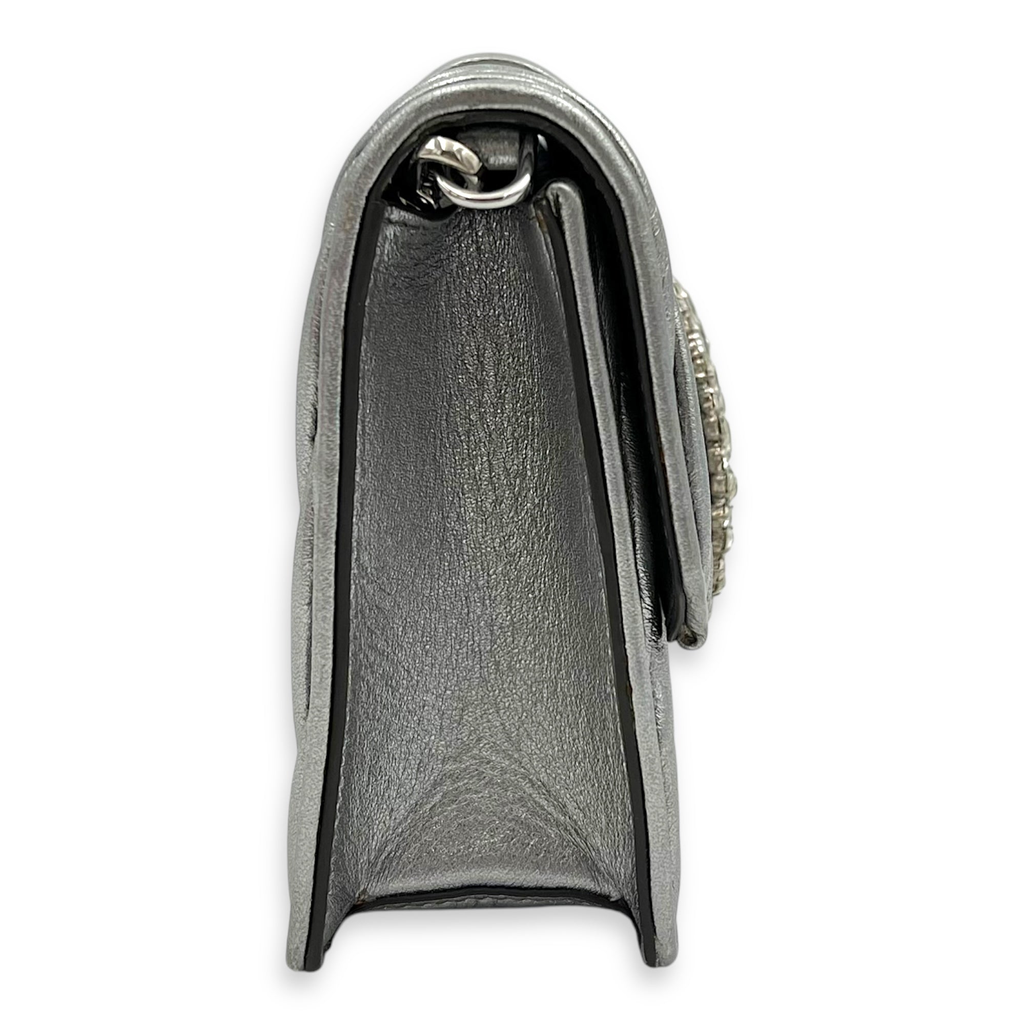 Miu Miu Matelassé Crossbody Bag Silver in Lambskin, Silver hardware_4
