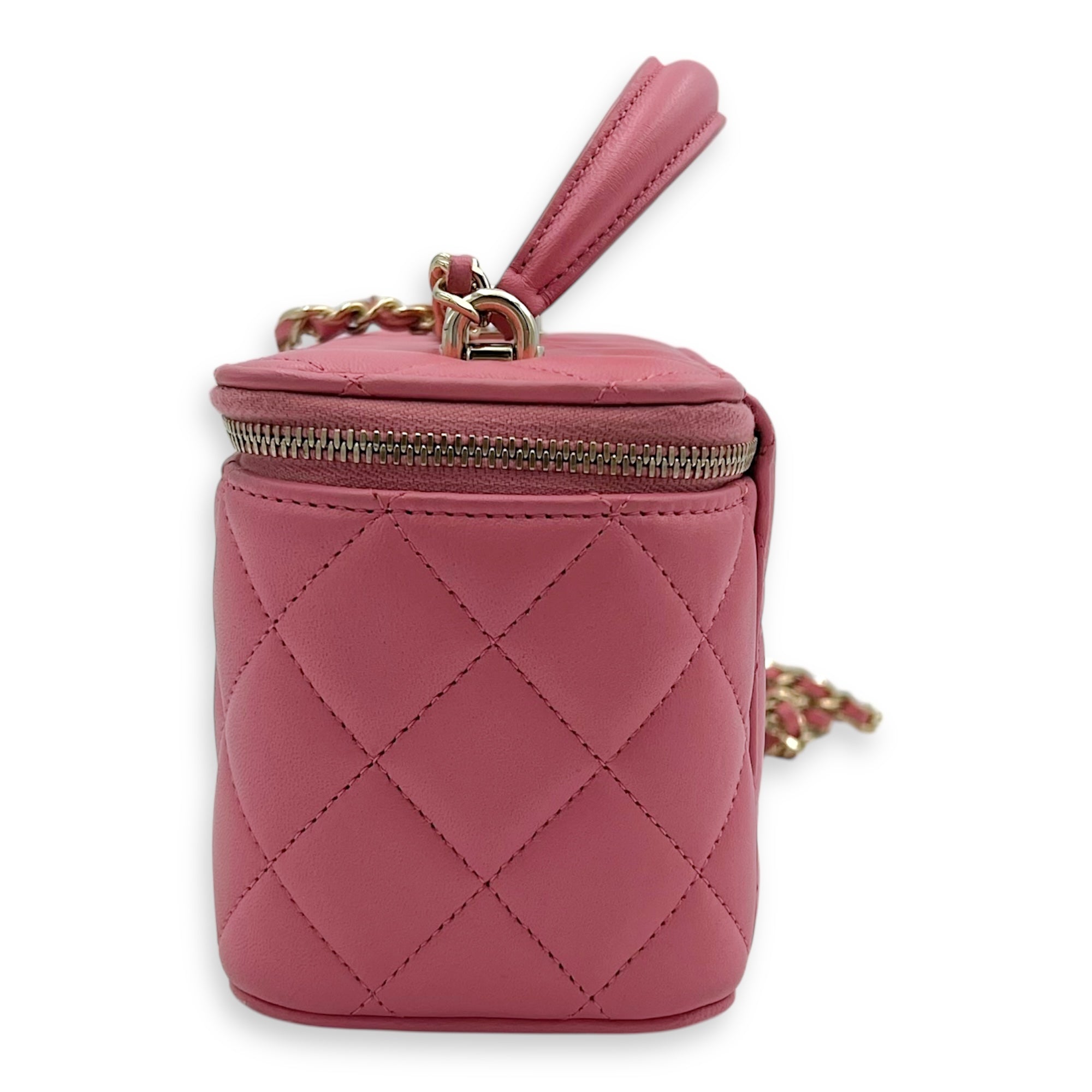 Chanel Vanity Top Handle Bag Pink in Lambskin, Gold hardware_4
