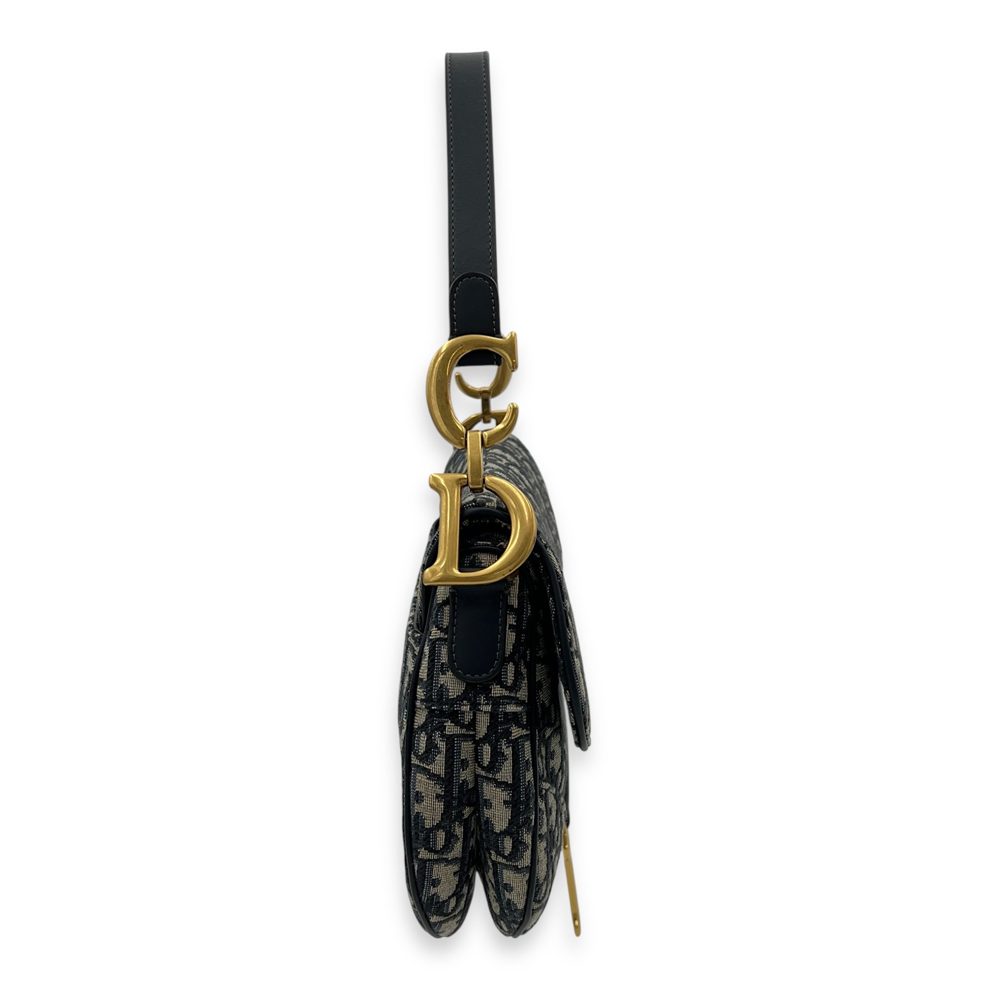 Dior Saddle Shoulder Bag Blue in Jacquard, Gold hardware_7